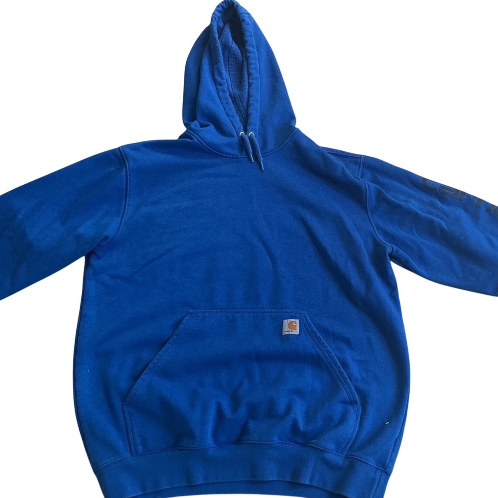 Carhartt Mens K288 Loose Fit Logo Sleeve Hoodie Royal Blue Large - Picture 8 of 8